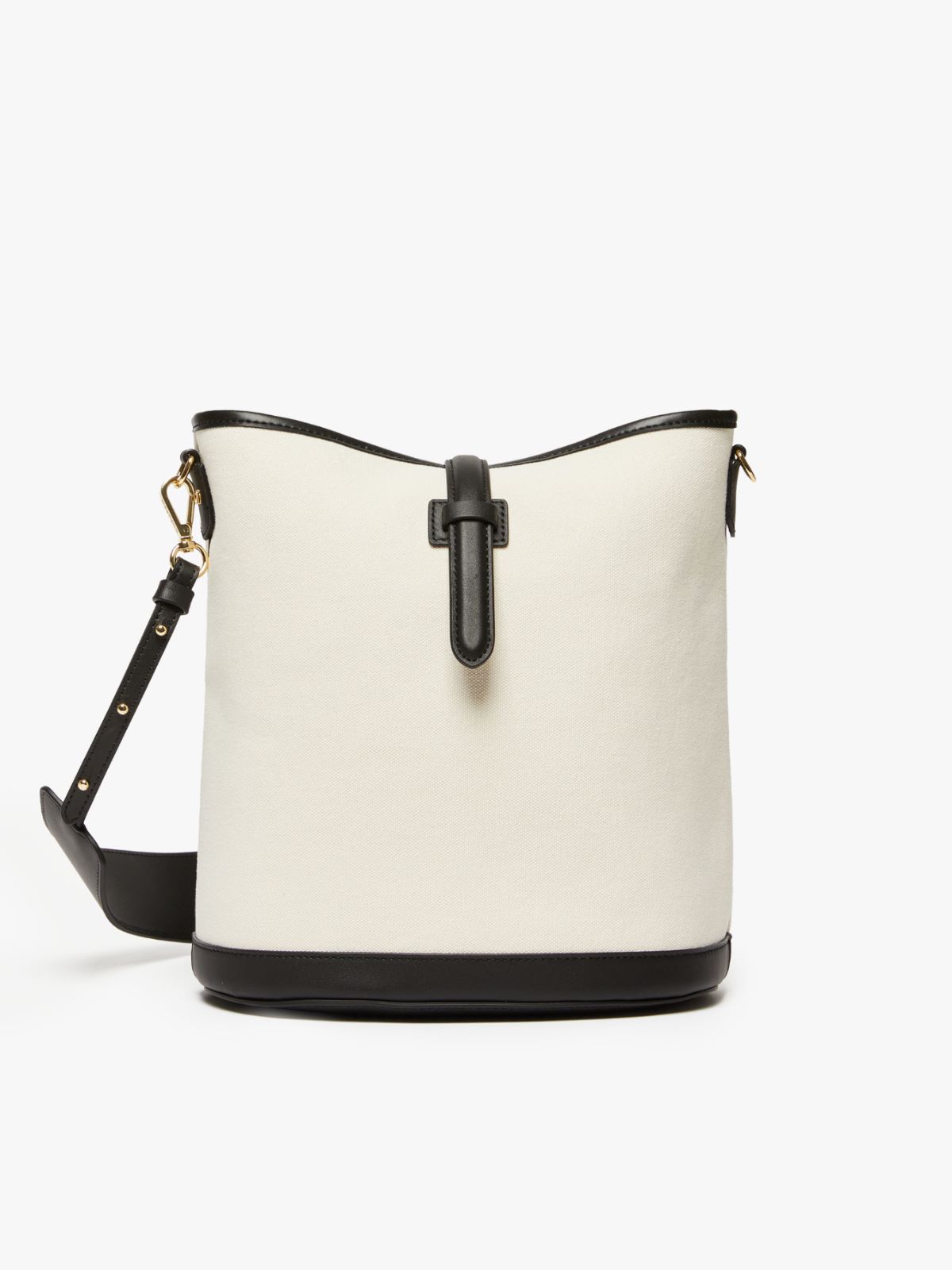 Canvas and leather bucket bag