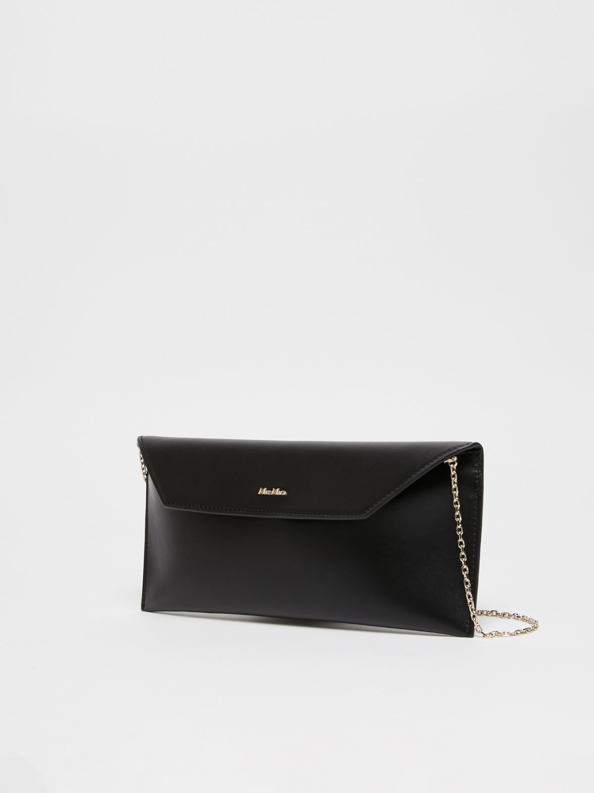 Smooth semi-gloss leather clutch bag