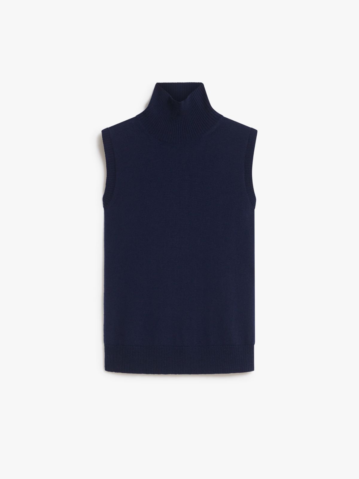 Sleeveless mock polo-neck sweater