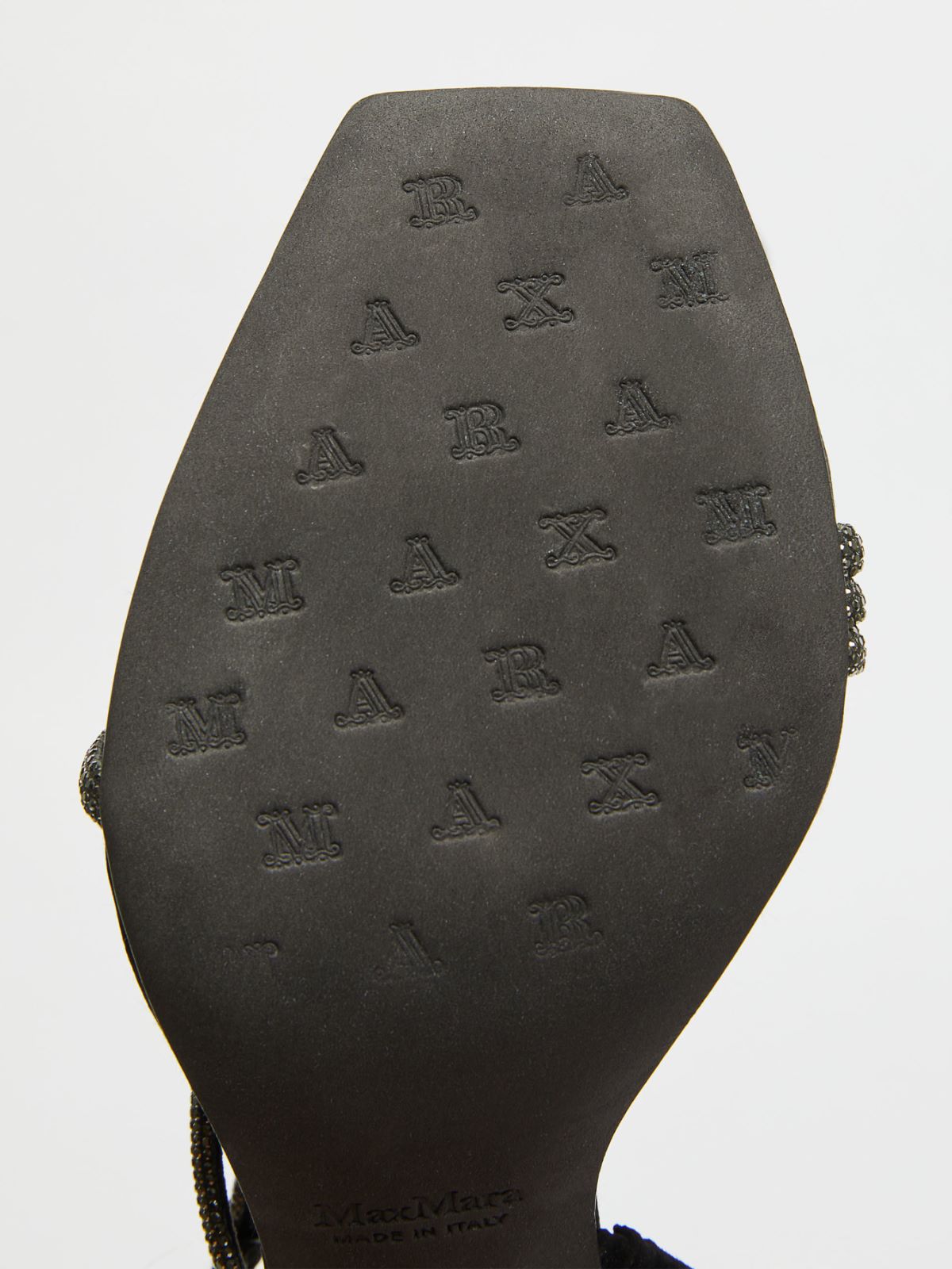 Satin and crystal sandals