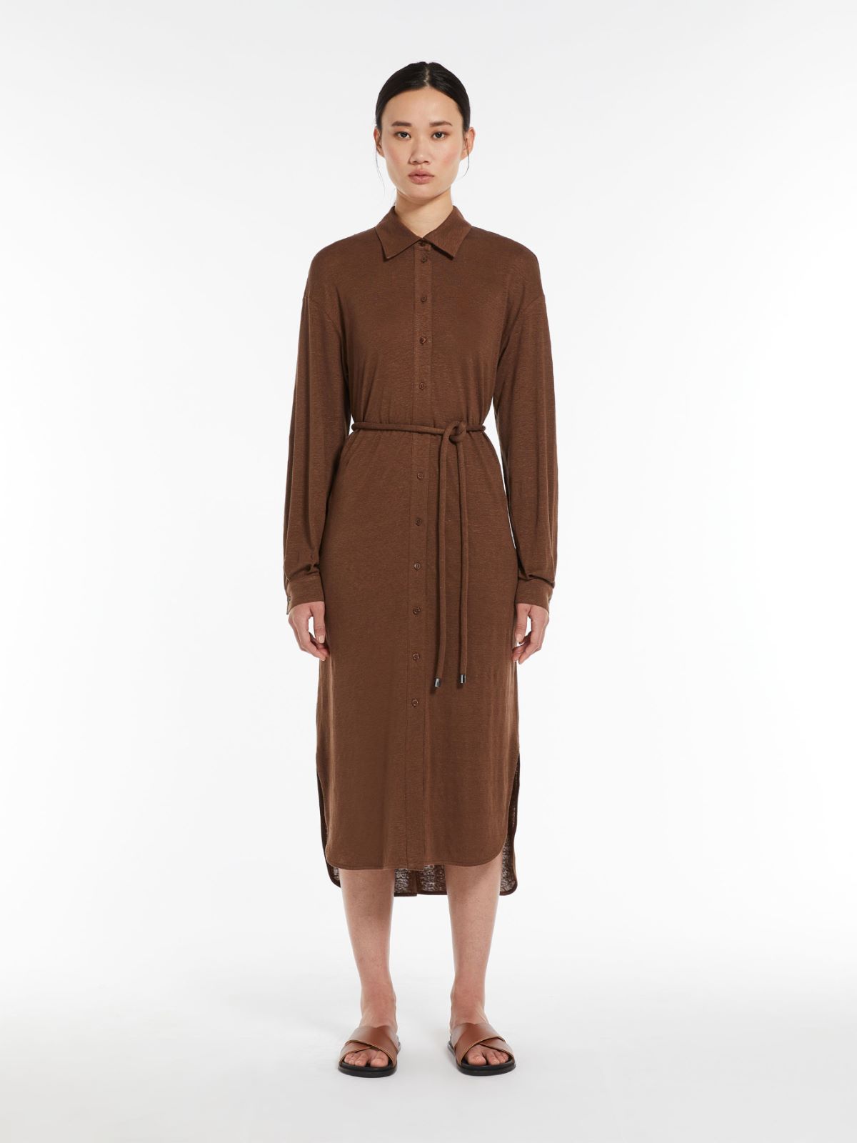 Linen jersey shirt dress
