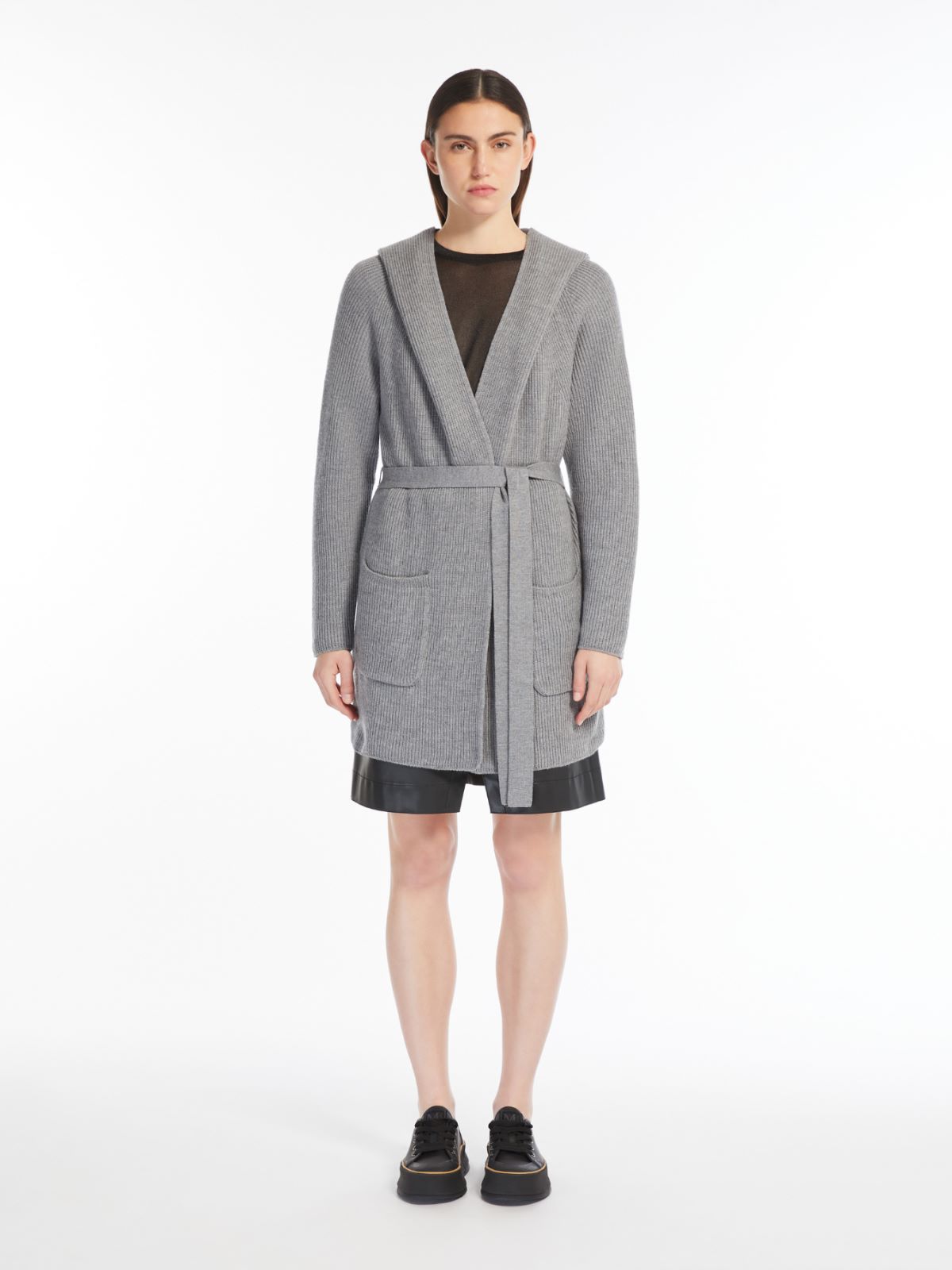 Wool coat with belt