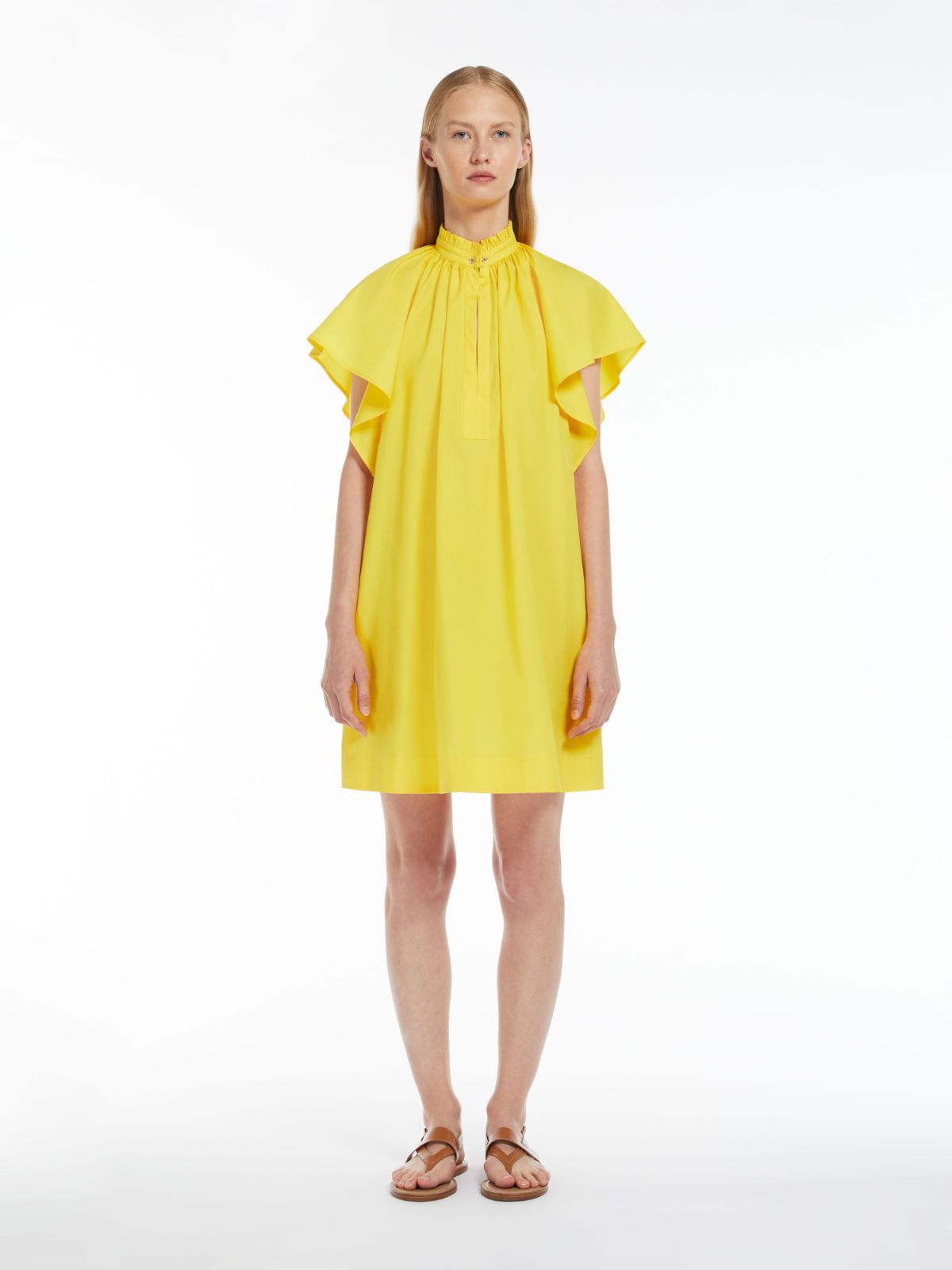 Poplin mini dress with flounce