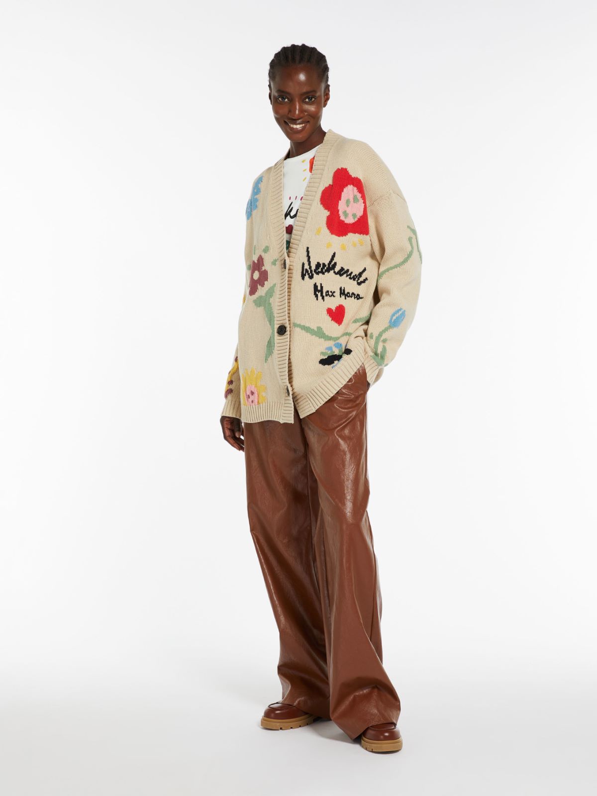 Patterned cotton cardigan