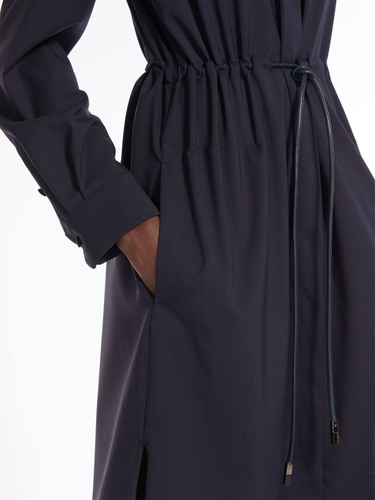 Wool poplin midi dress