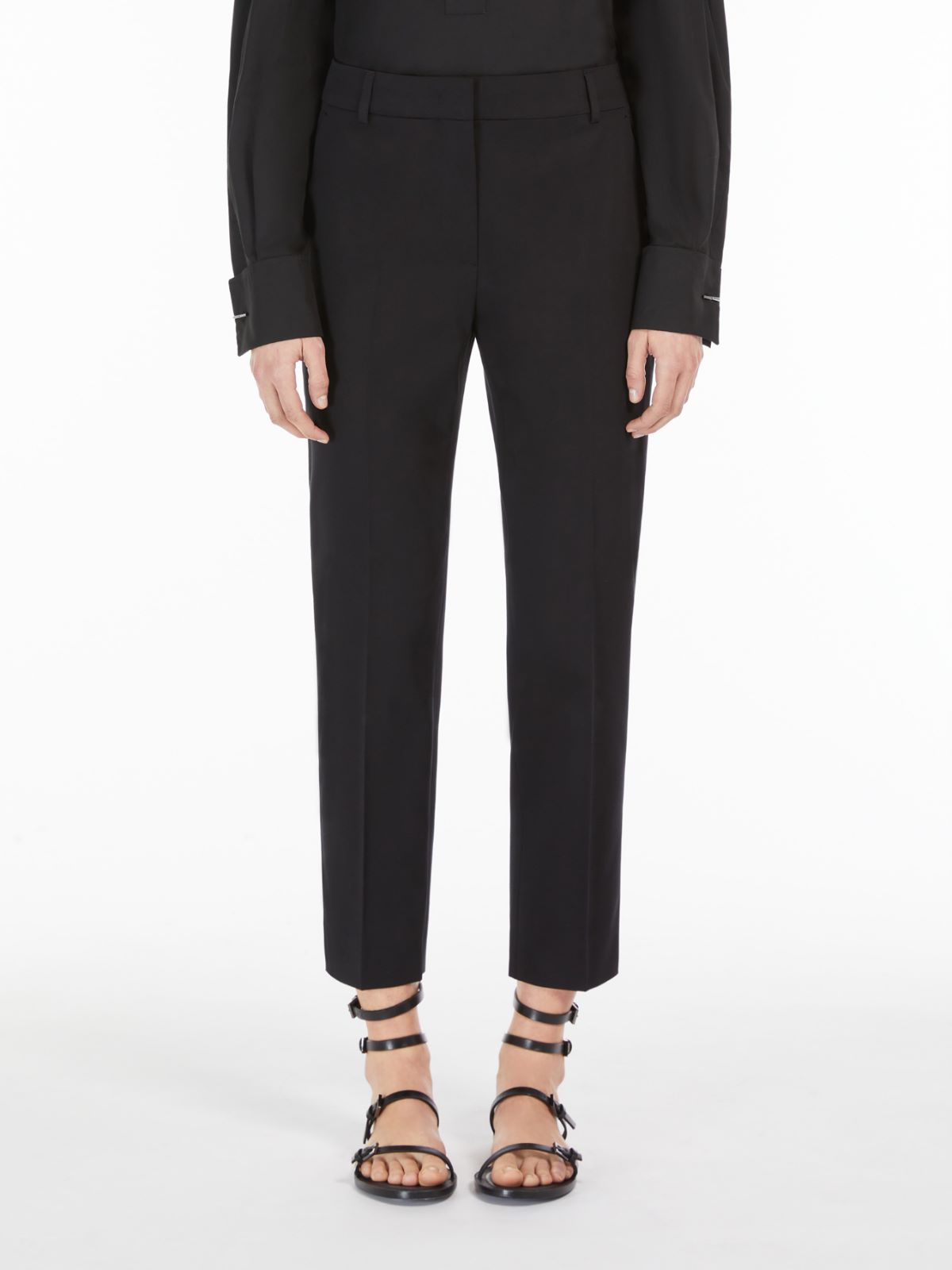 Stretch satin cropped trousers