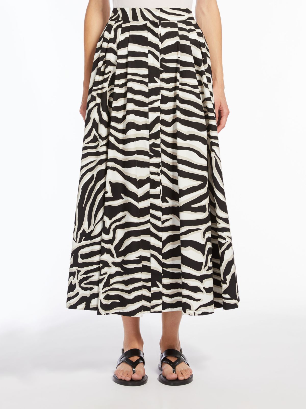 Pleated printed cotton skirt