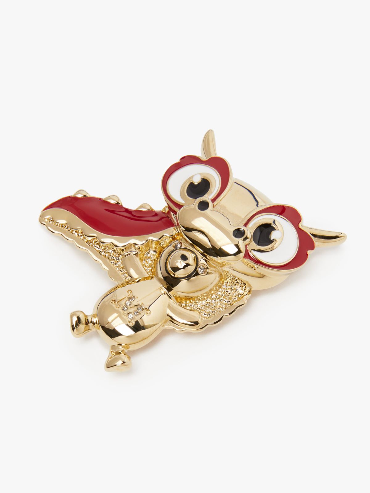 Metal teddy bear brooch with dragon