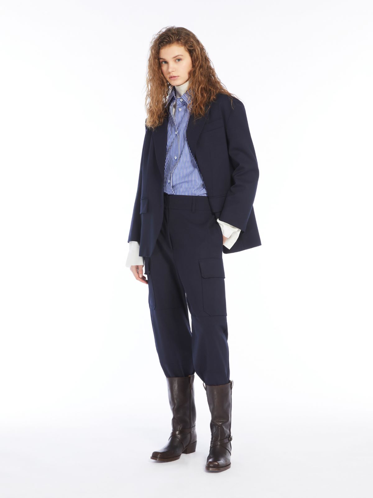 Oversized wool-blend gabardine blazer
