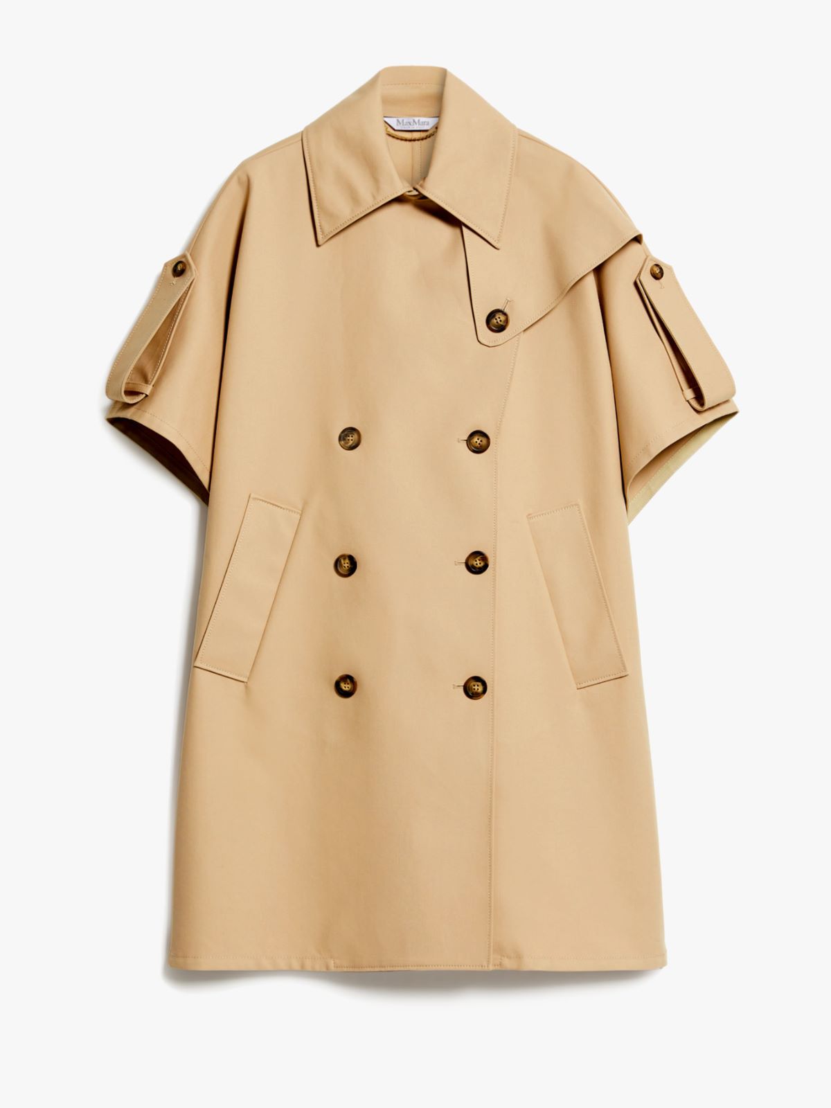 Double-breasted cape in water-resistant cotton