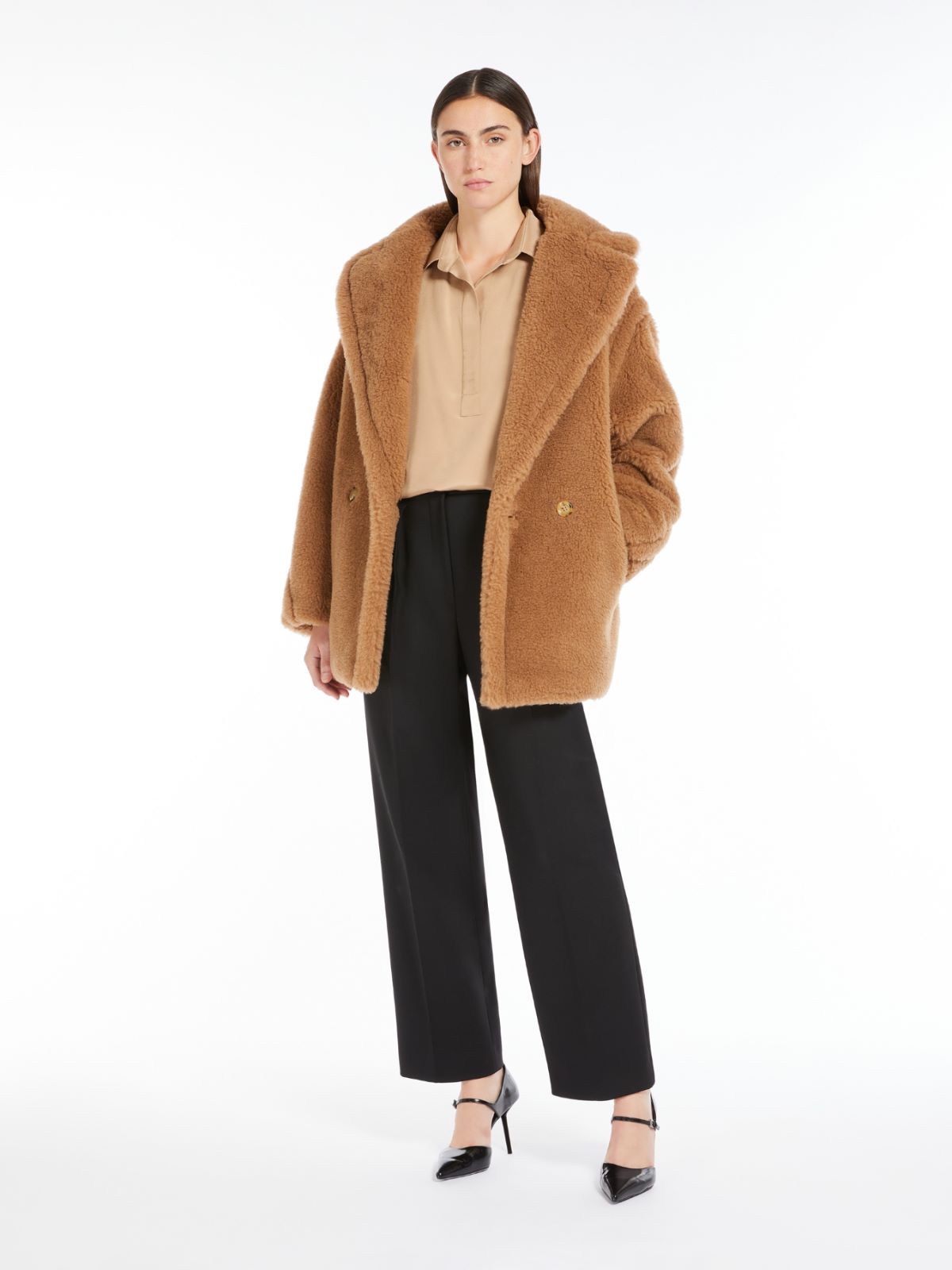 Short Teddy Bear Icon Coat in alpaca and wool