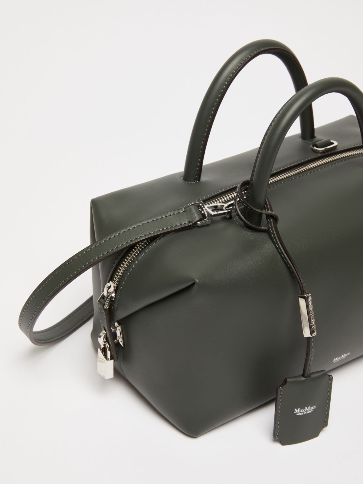Shiny leather satchel bag