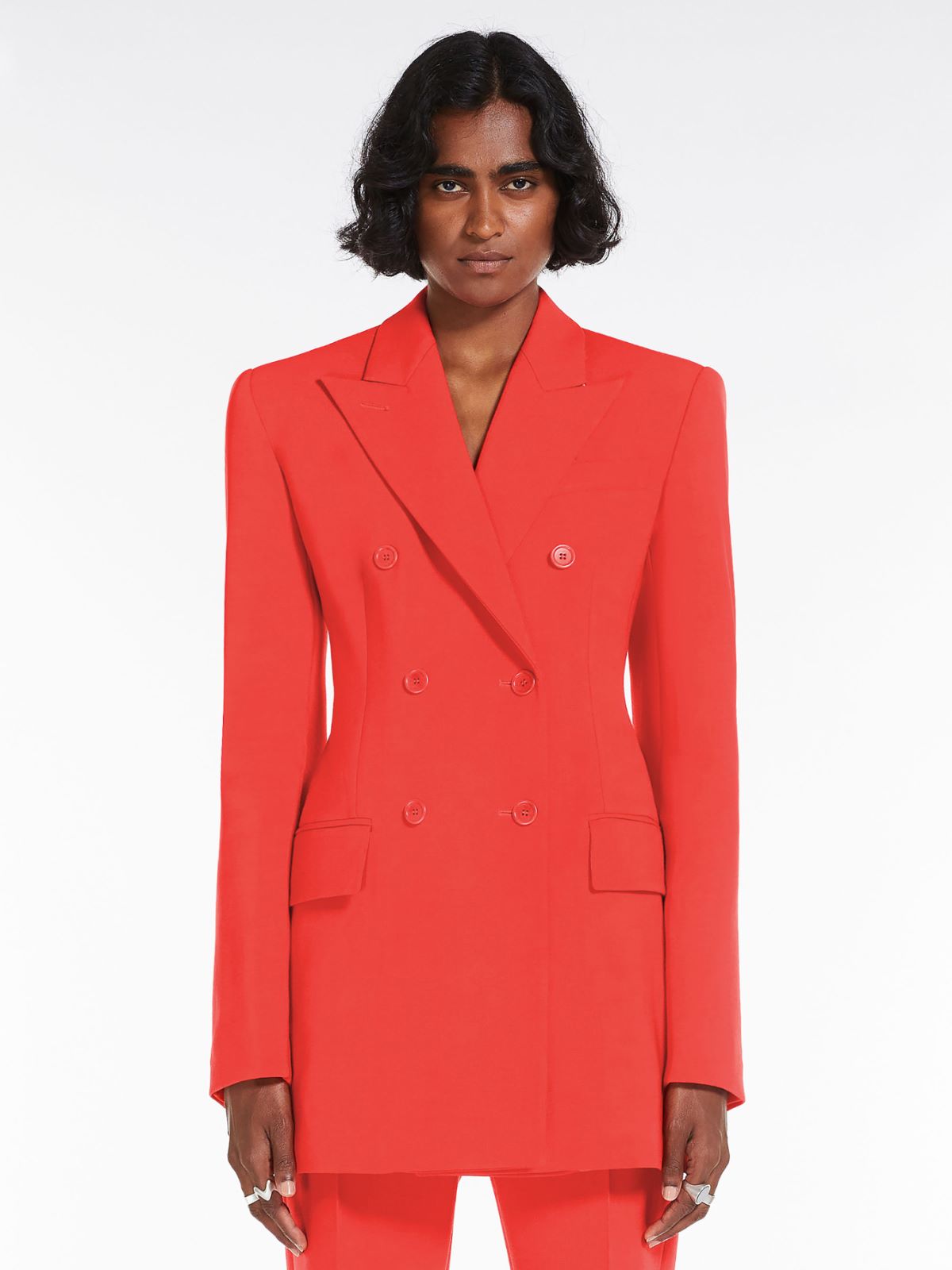 Double-breasted stretch wool blazer