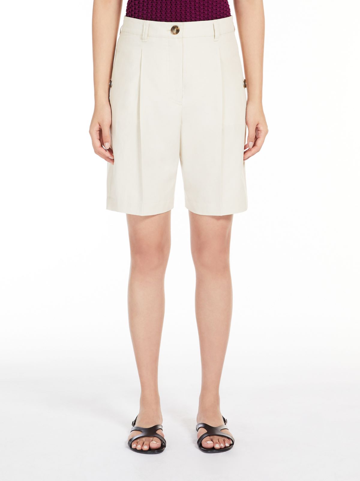Cotton and linen canvas Bermuda shorts
