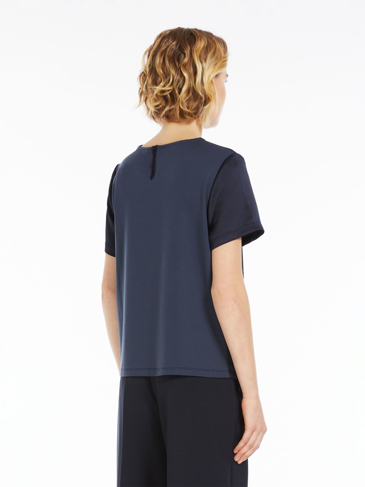 Technical satin and jersey T-shirt