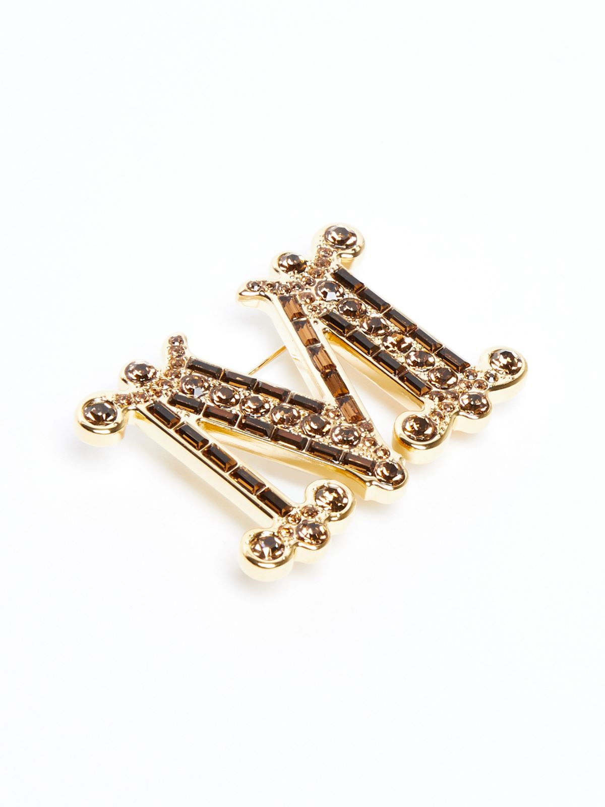 Monogram brooch with crystals