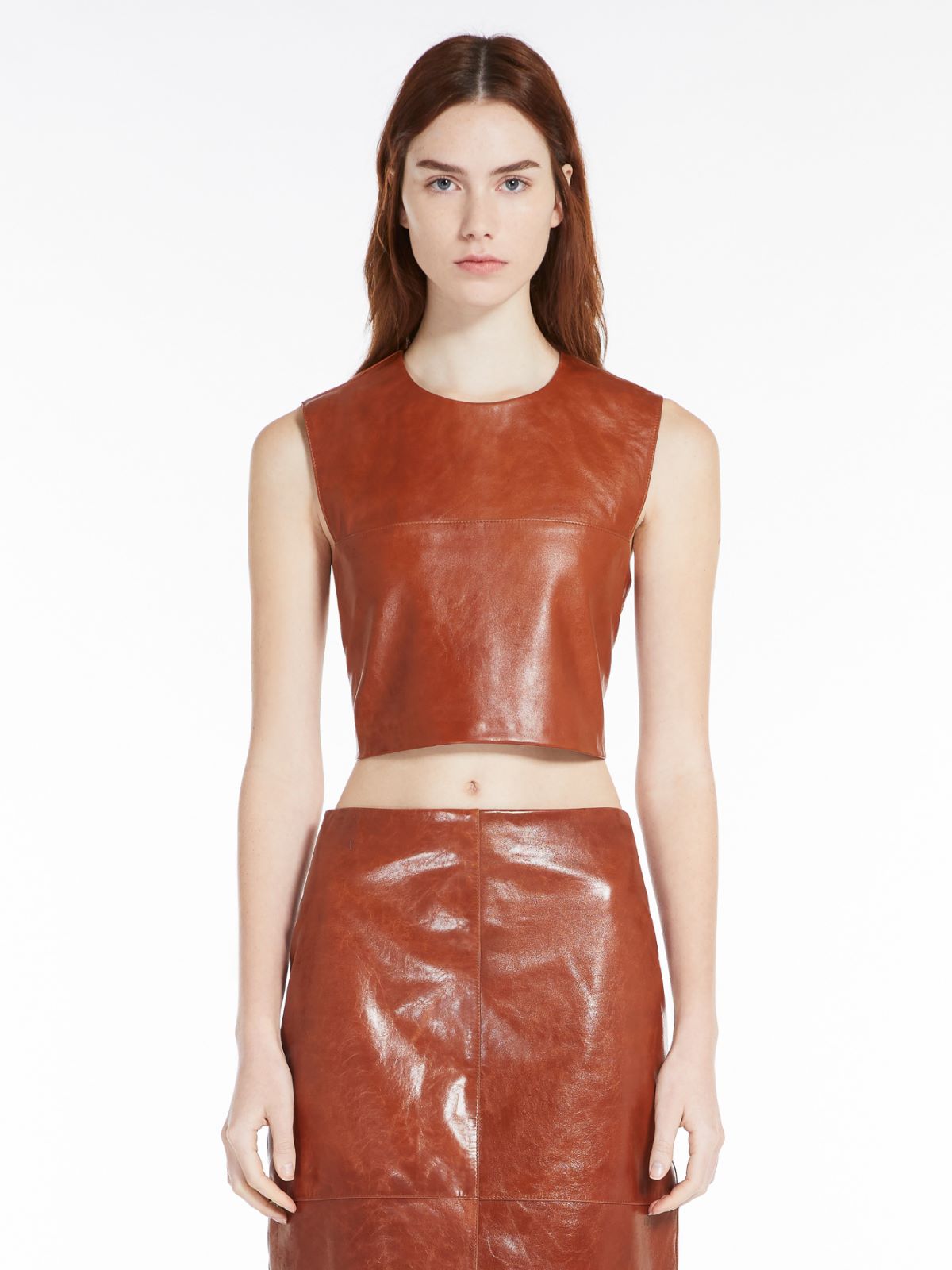 Short nappa-leather top