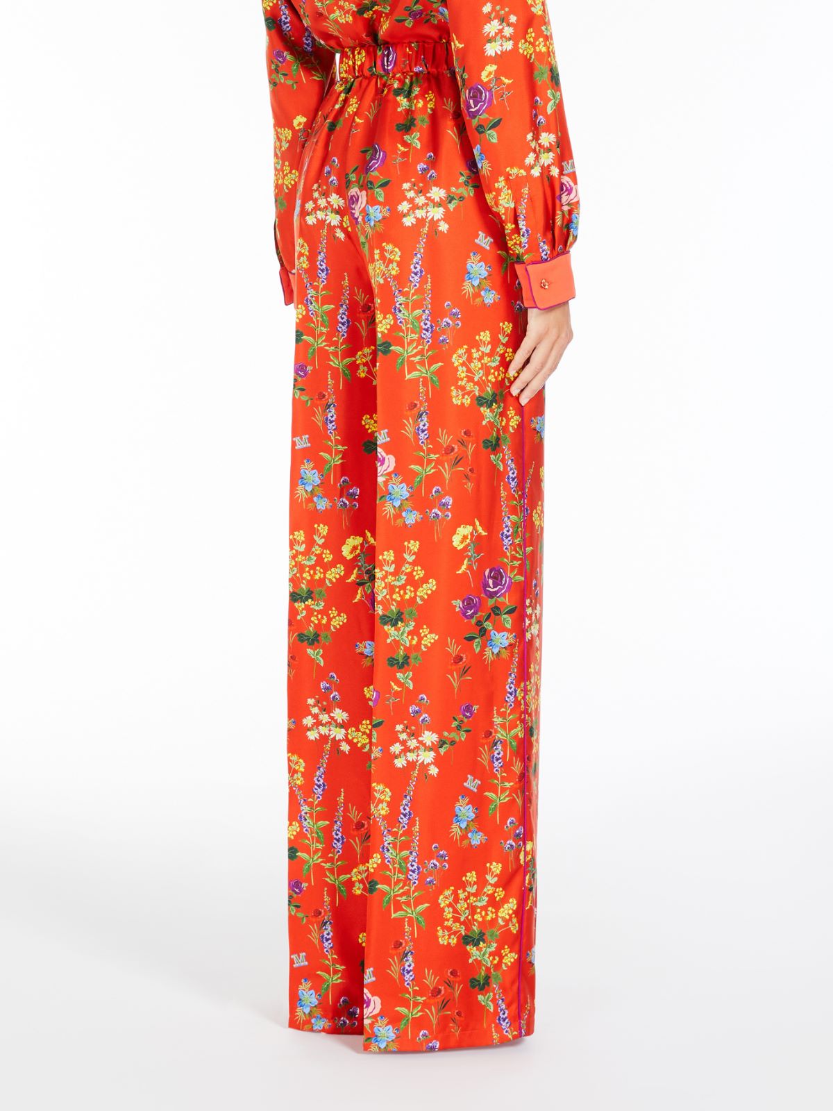 Printed silk pyjama-style trousers