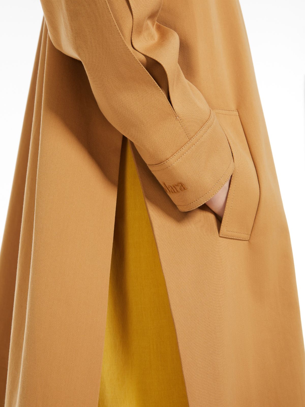 Water-repellent gabardine flared trench coat