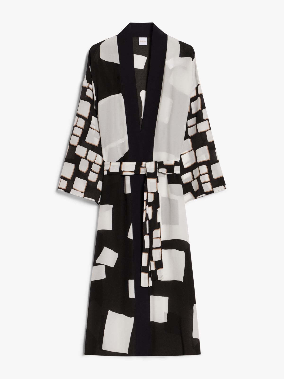 Printed crepe de chine kimono