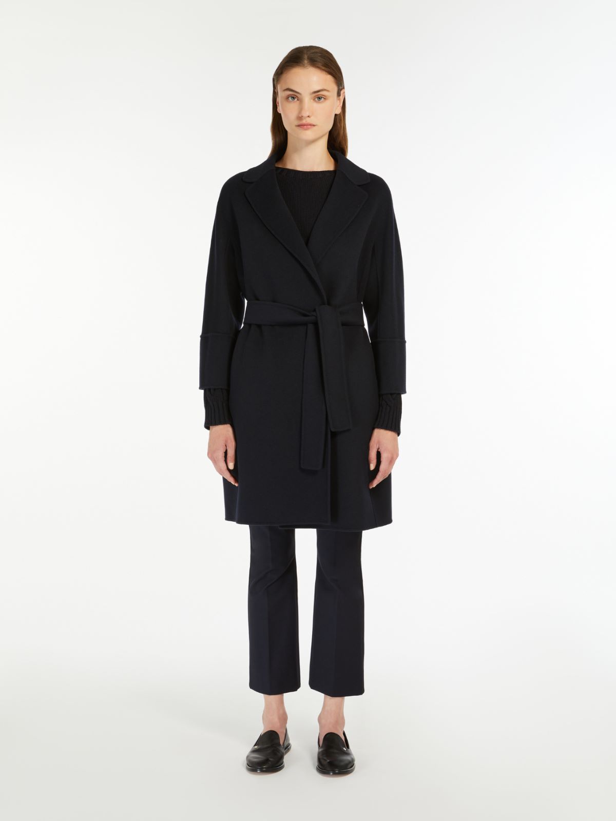 Double-faced short wool coat