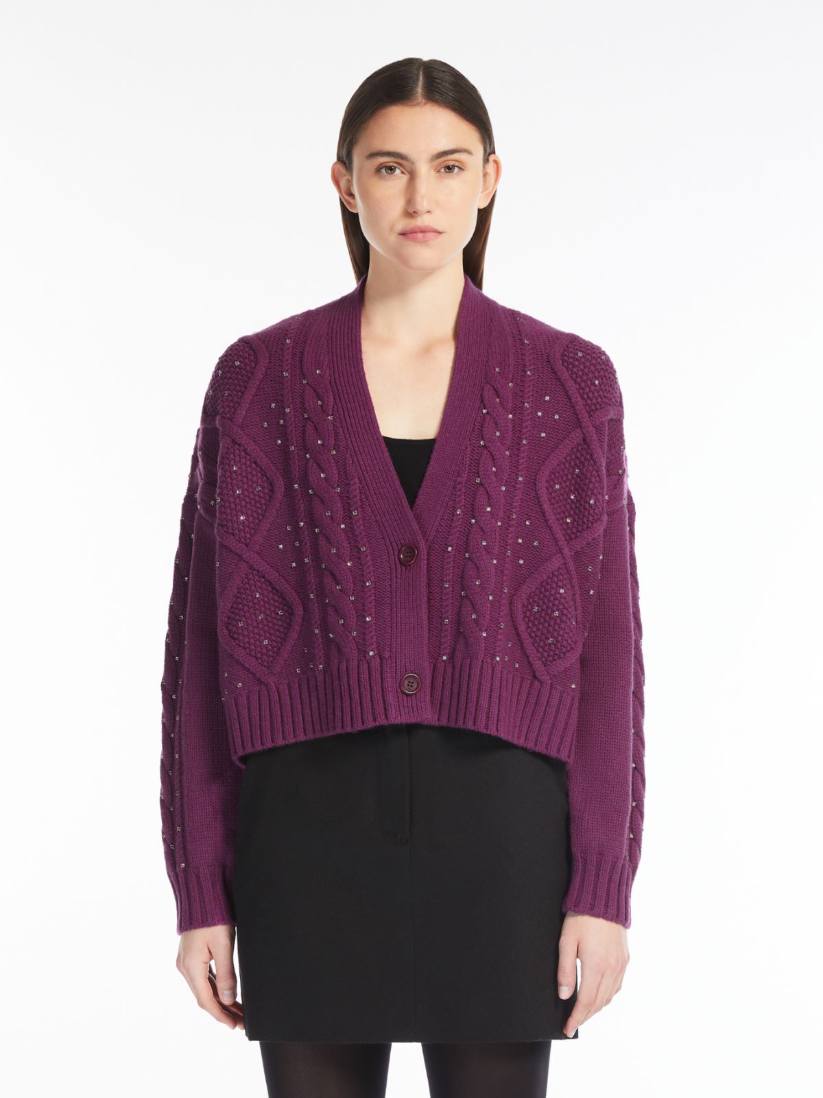 Wool and cashmere cropped cardigan