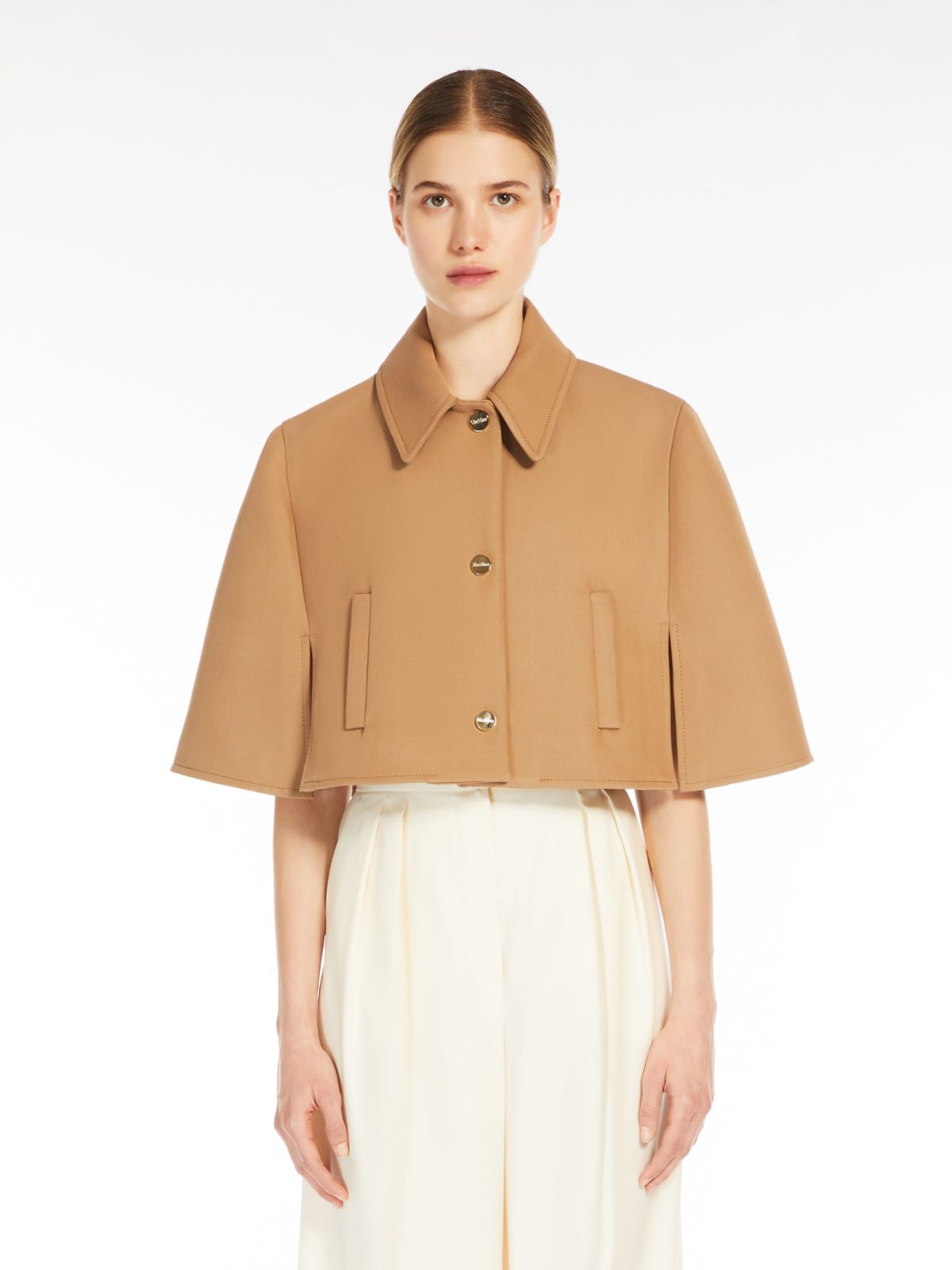 Wool and cotton cropped cape