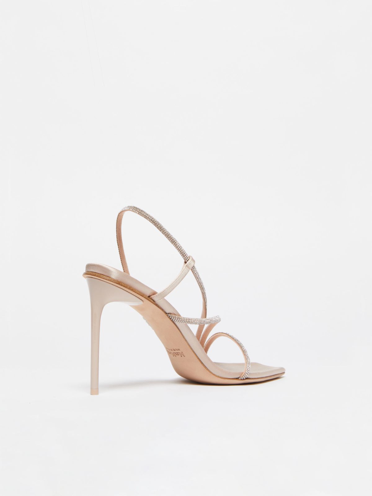 Satin and crystal sandals