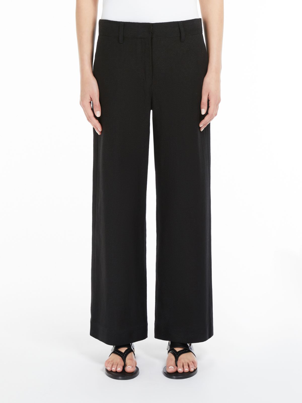 Wide-leg linen and cotton trousers