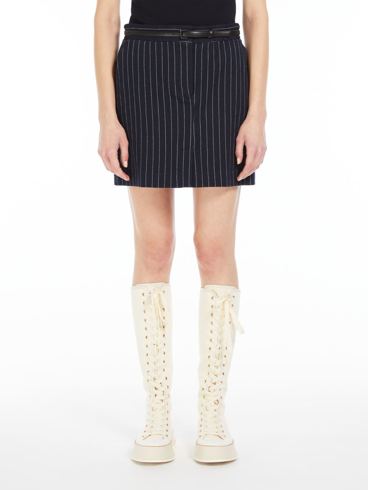 Pinstriped jersey mini skirt