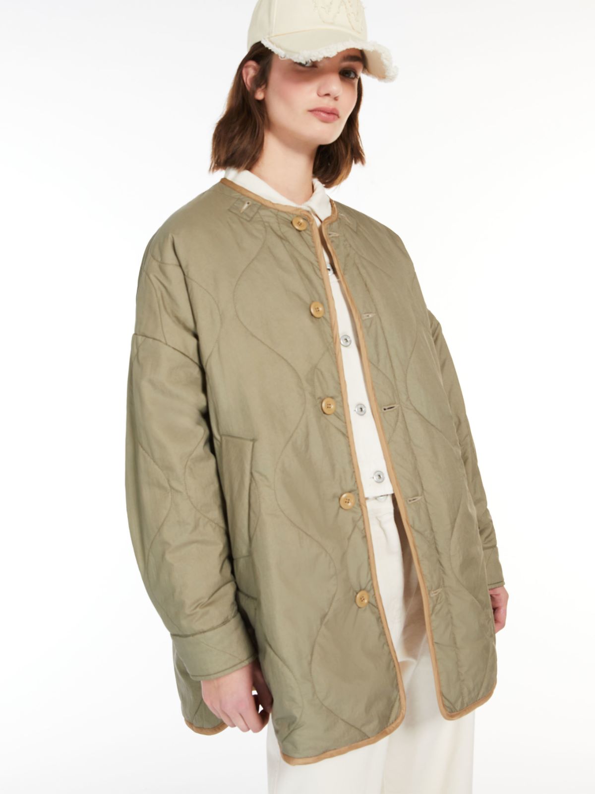 Reversible water-repellent canvas down jacket