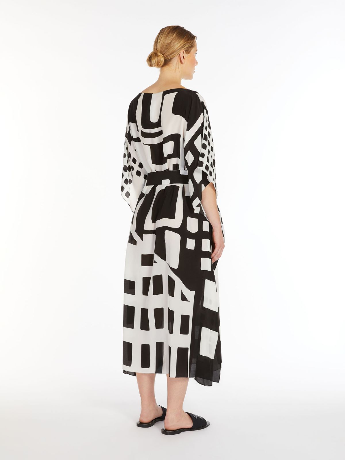 Printed crepe de chine kaftan