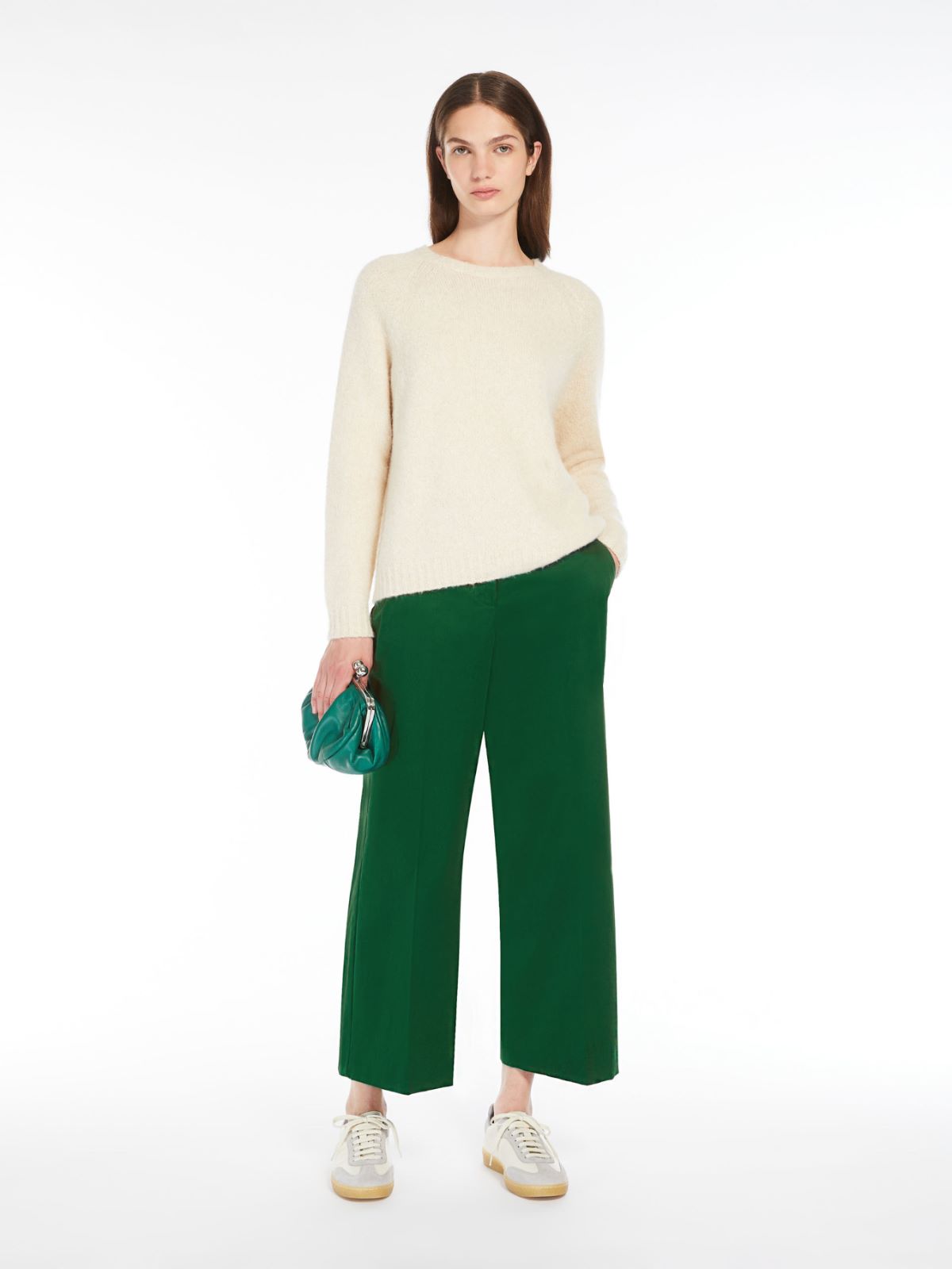 Cotton satin cropped trousers