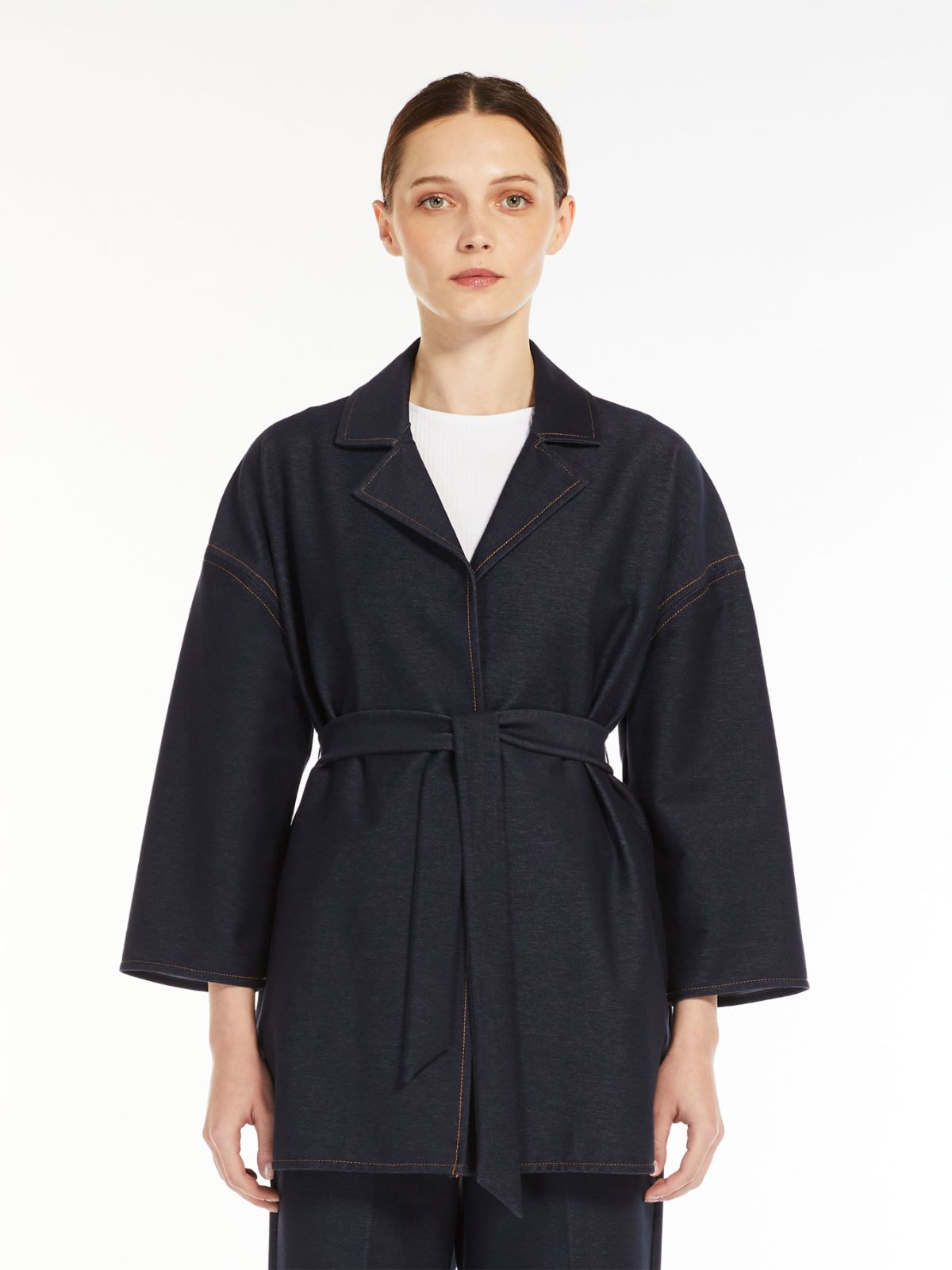 Denim-look jersey robe jacket