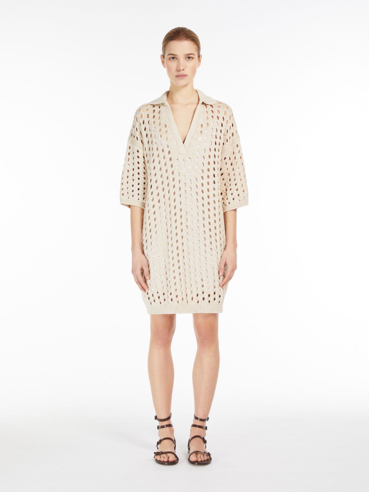 Mesh short dress in cotton