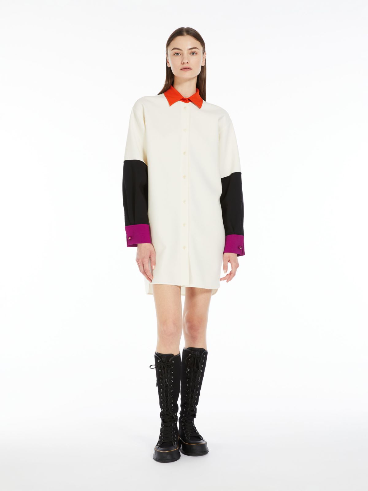 Short wool shirt dress
