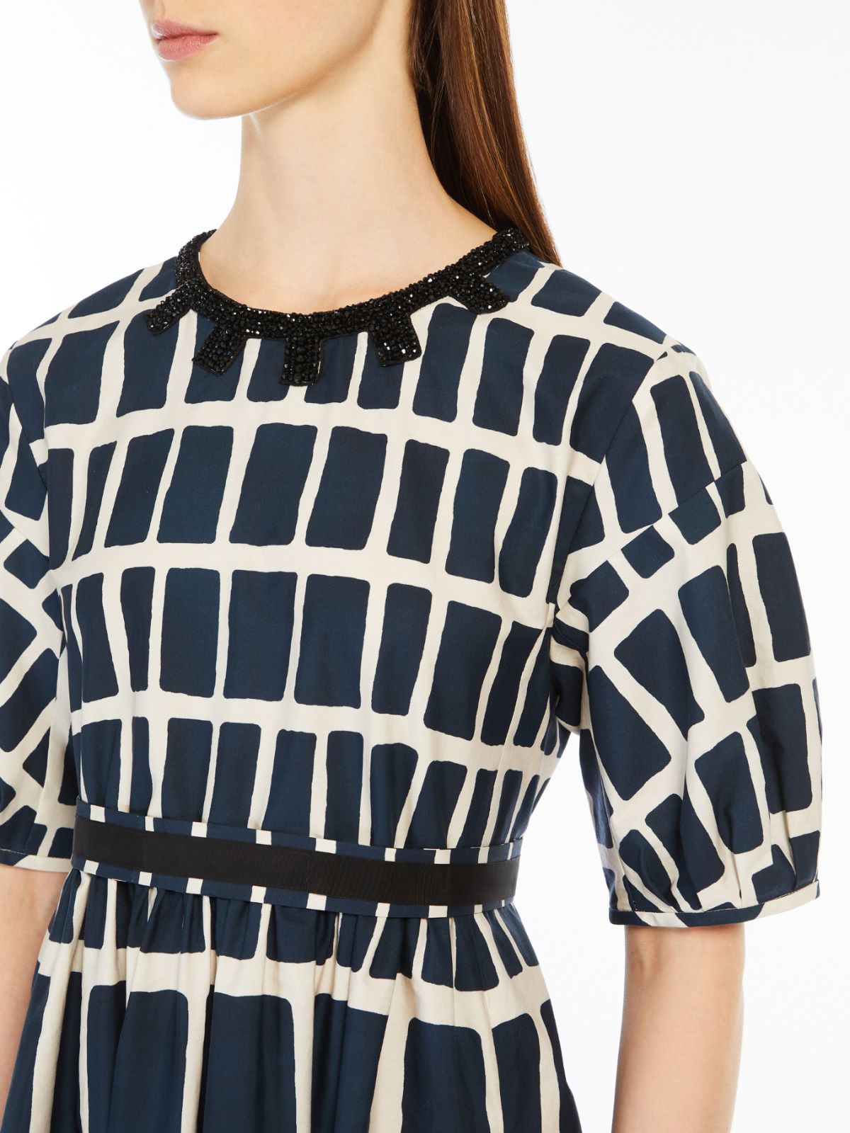 Midi dress in printed poplin