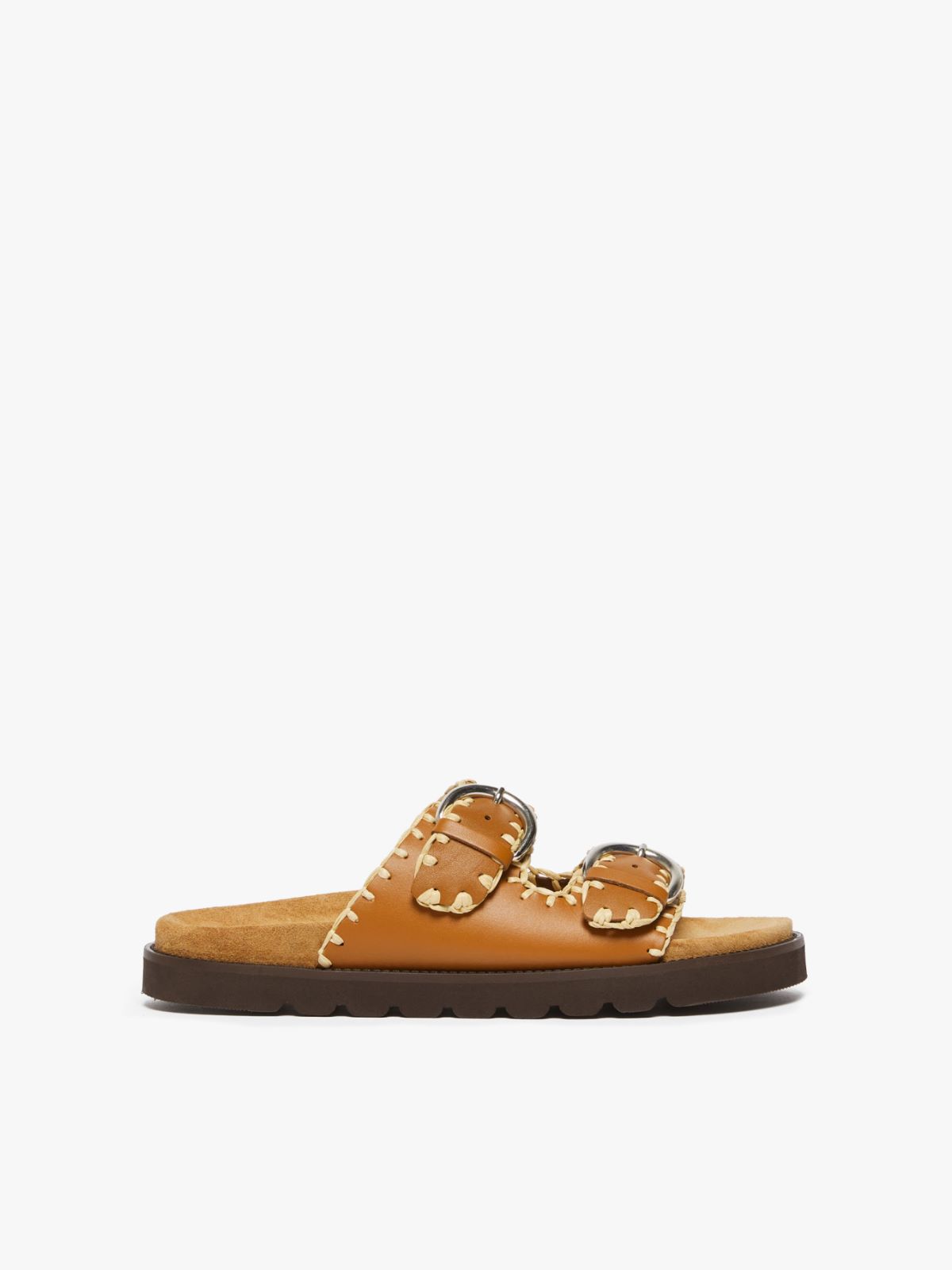 Cuoietto leather and raffia sandals