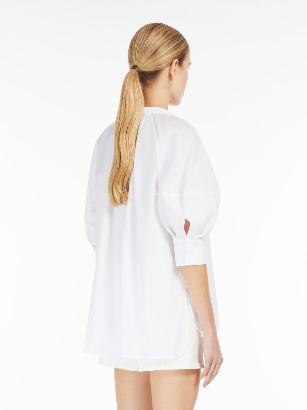 Cotton shirt with balloon sleeves