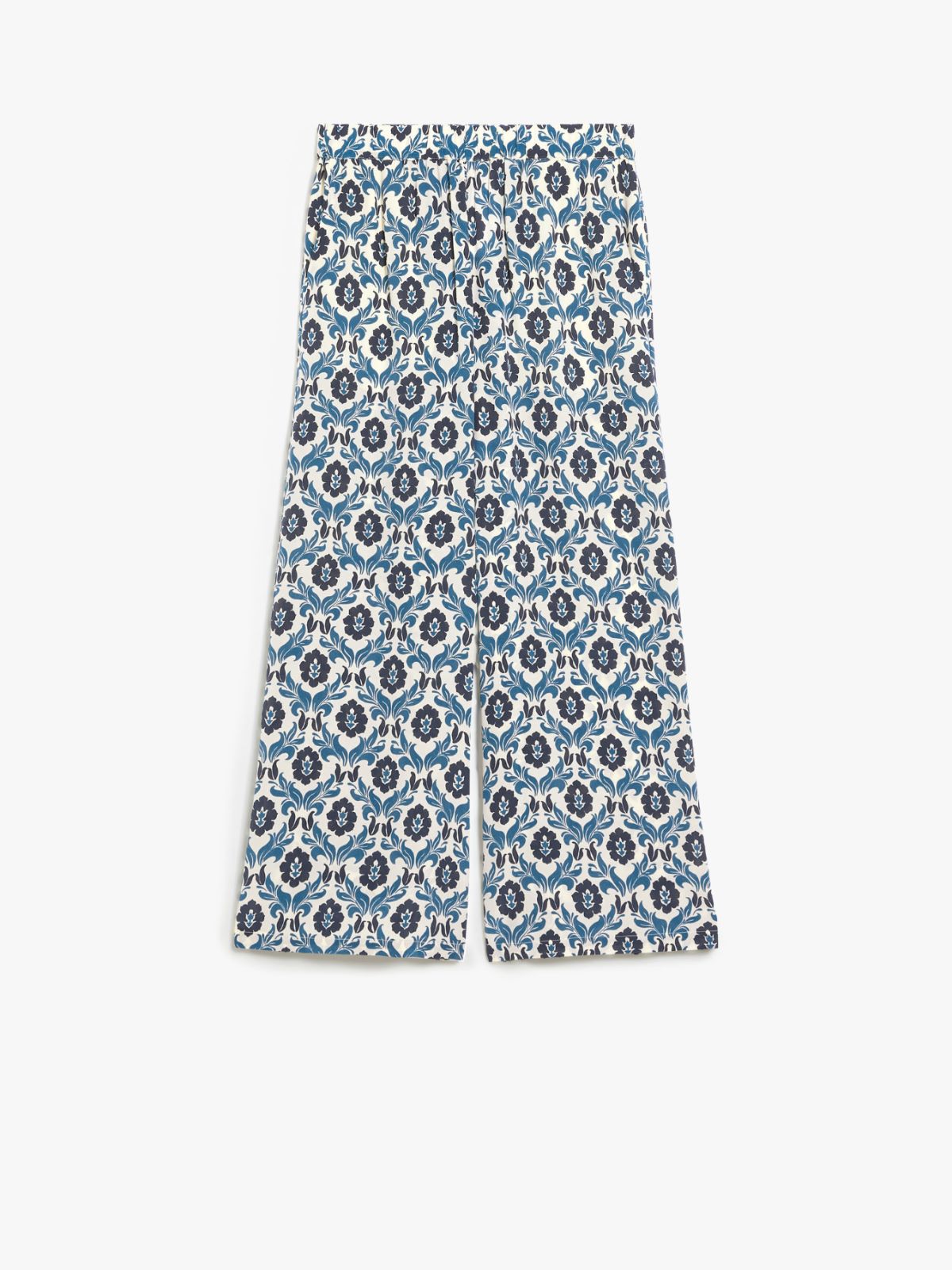 Printed silk cropped trousers