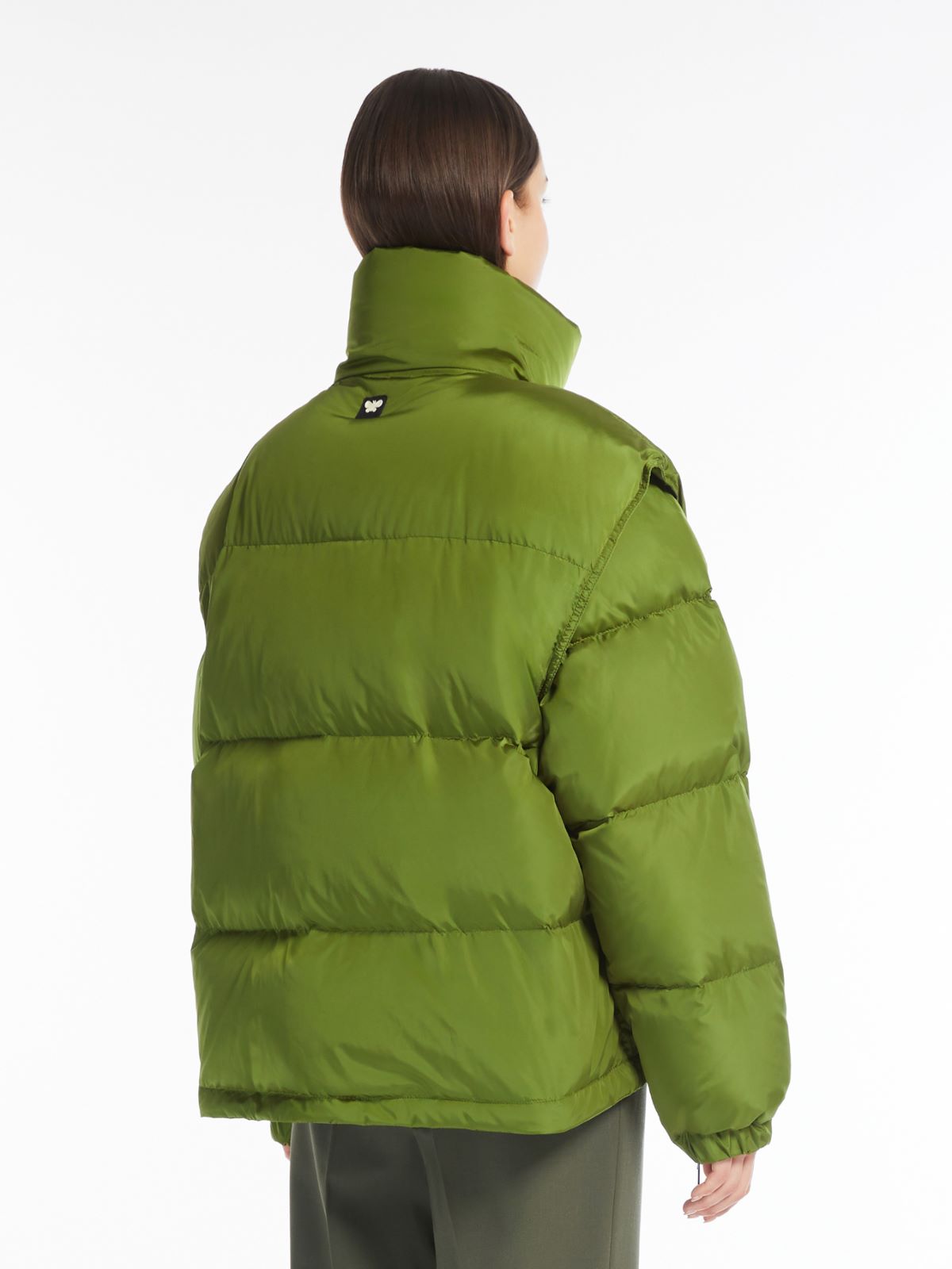 Water-repellent taffeta cropped bomber jacket