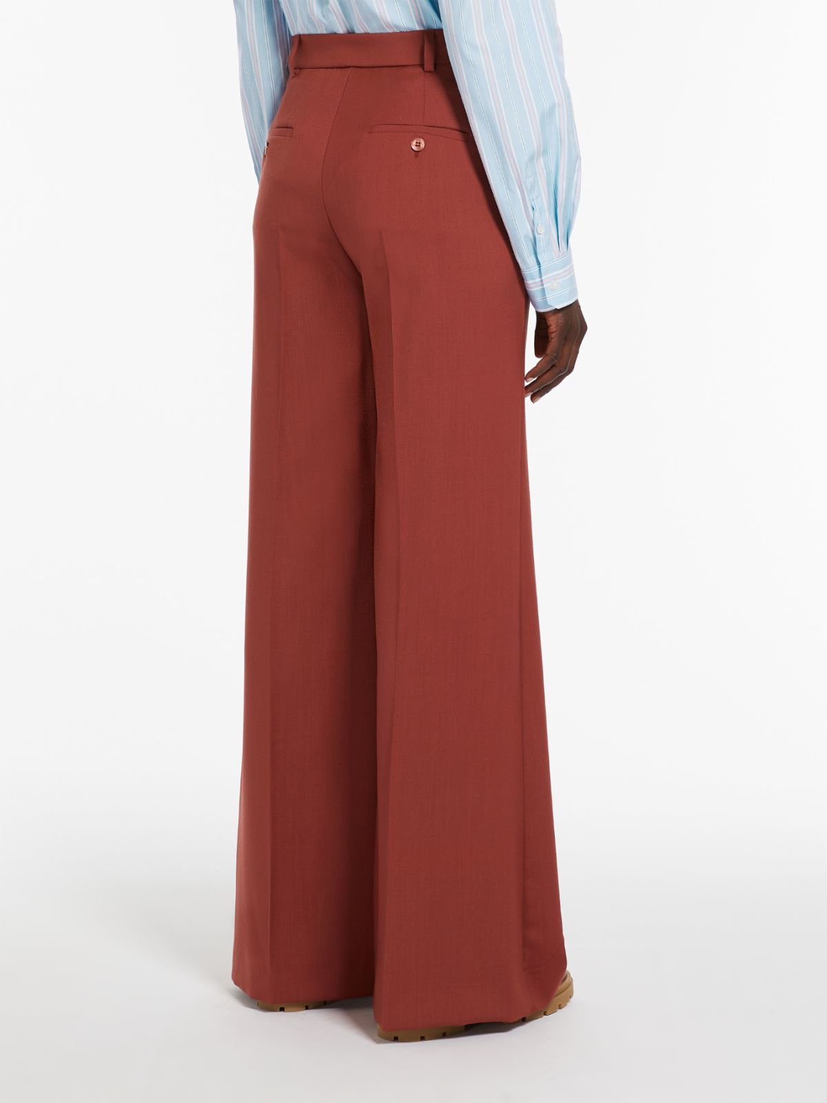 Flared woollen cloth trousers