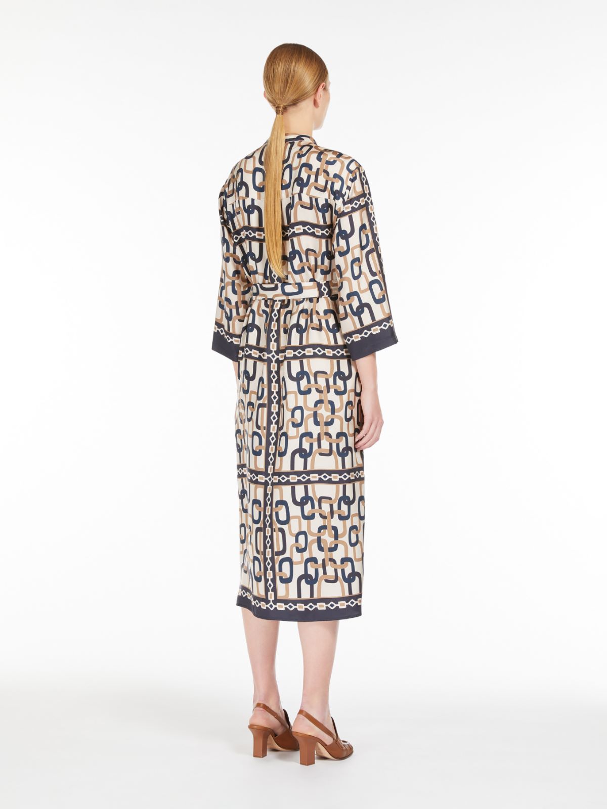 Printed silk twill dress