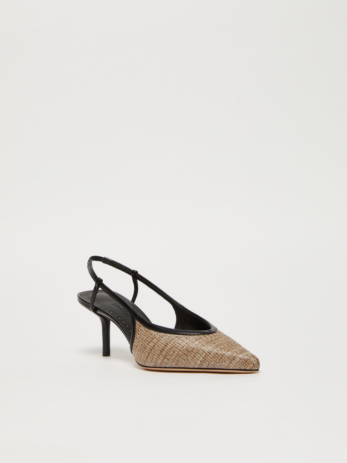 Smooth raffia-effect fabric slingbacks
