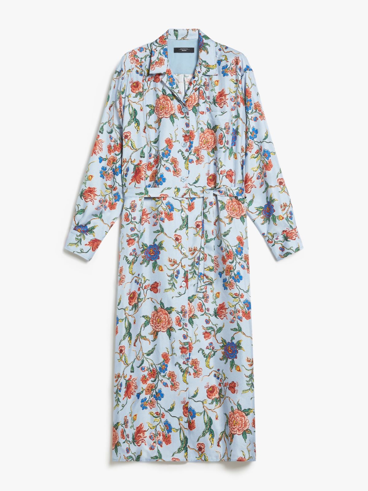 Printed silk shirt dress