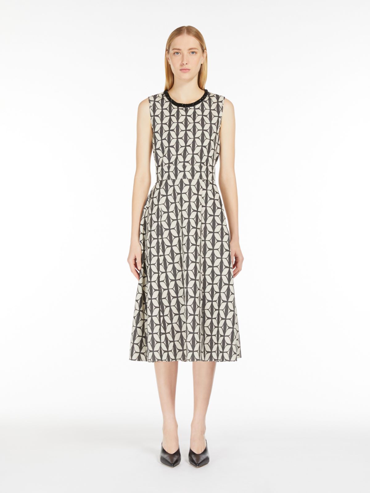 Cotton jacquard midi dress