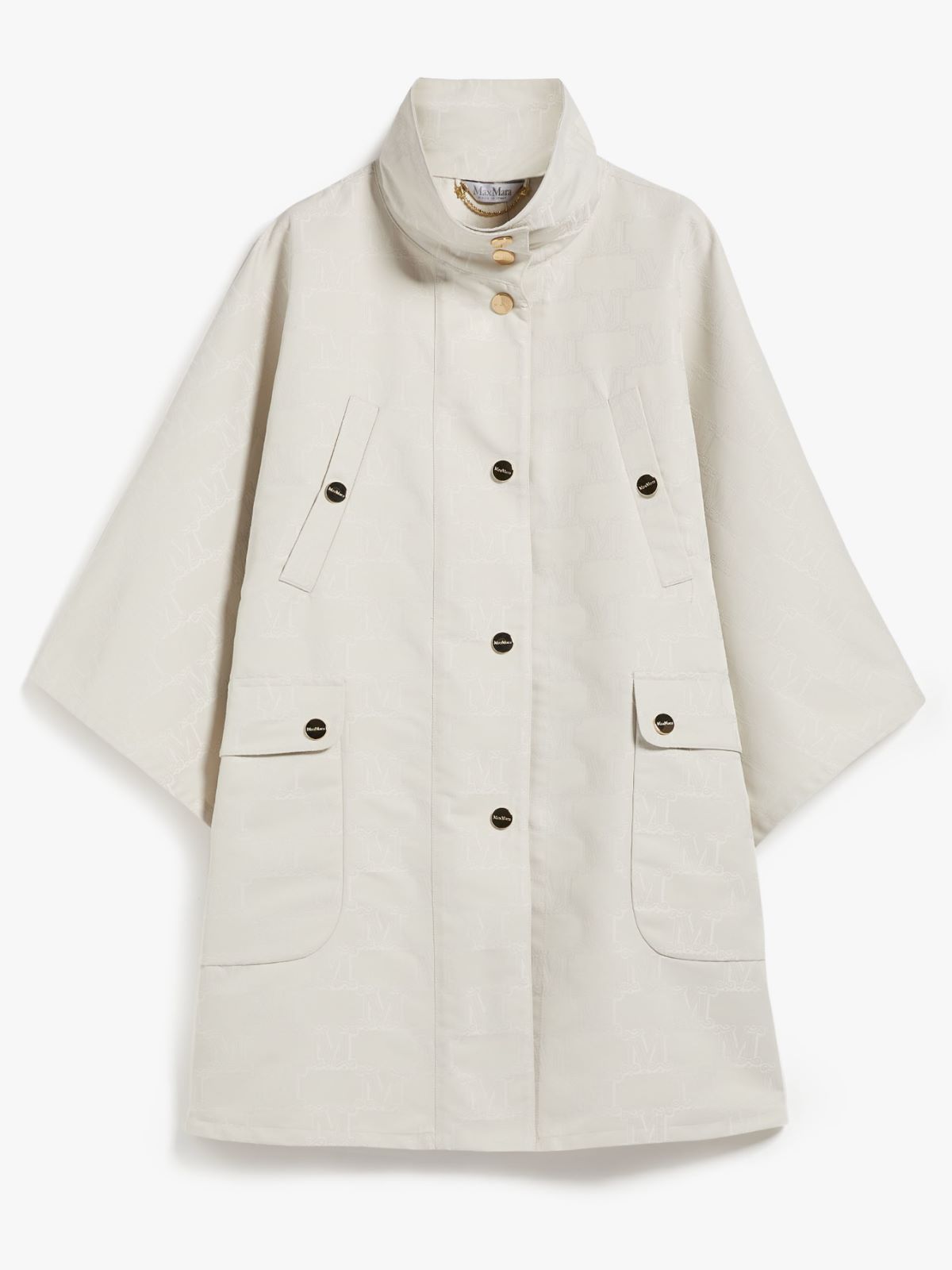 Short cape in water-resistant jacquard