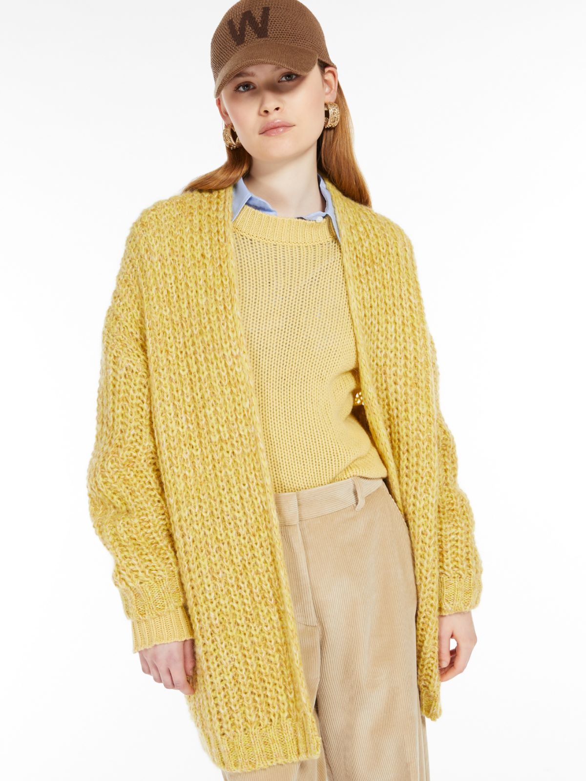 Rib-knit mohair chiné cardigan