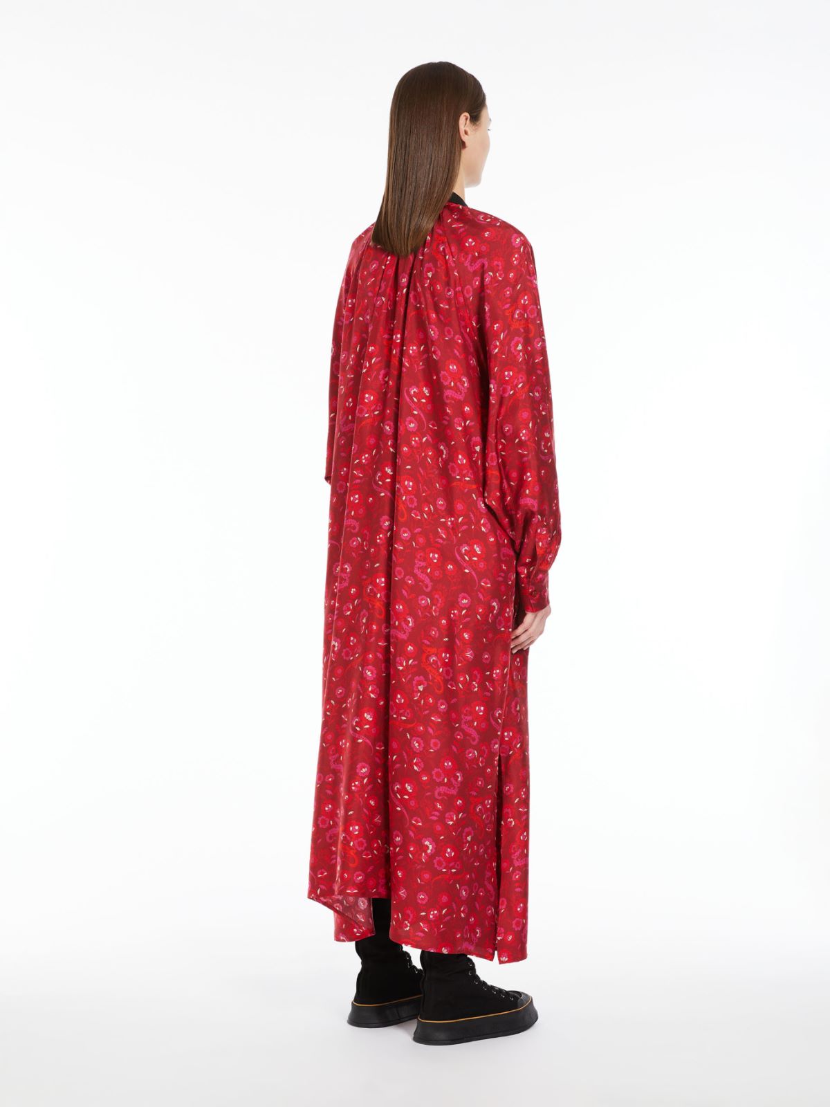 Printed silk flared dress