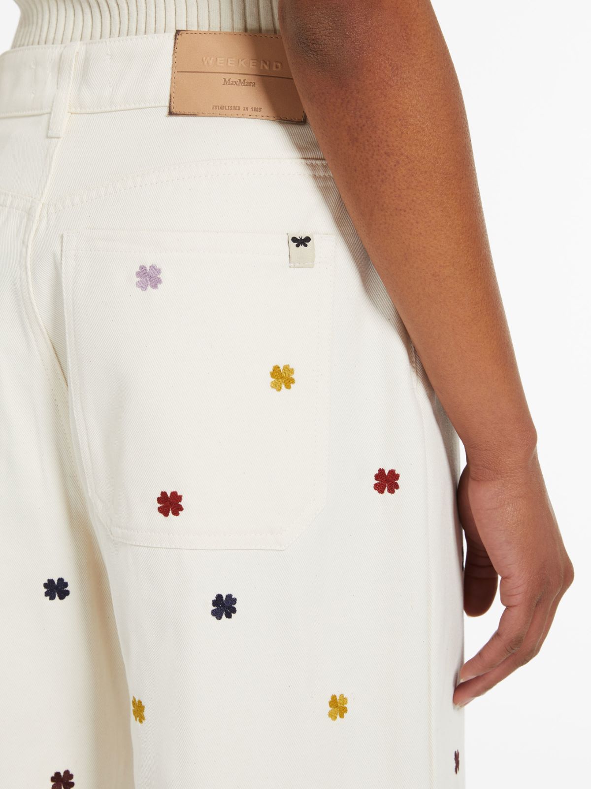 Embroidered cotton trousers